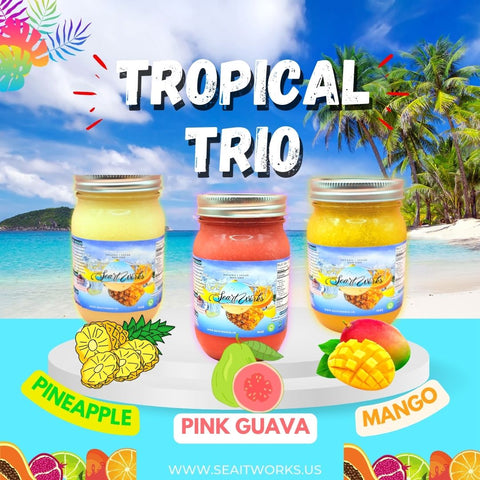 TROPICAL TRIO (Pineapple, Pink Guava, Mango) SEA MOSS GELS (48oz)